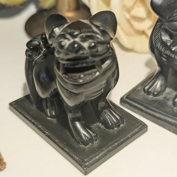 ⭐Pair Of Black Stone Foo Dogs - Picture 3 of 9